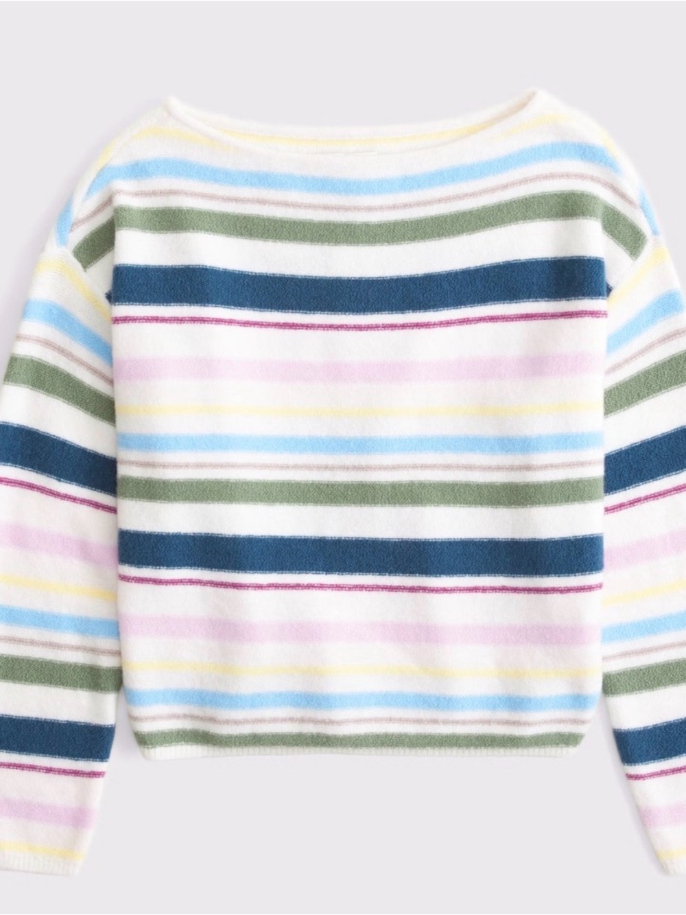 🛑 ISO !Abercrombie & Fitch striped wool-blend sweater featuring a slash neckline